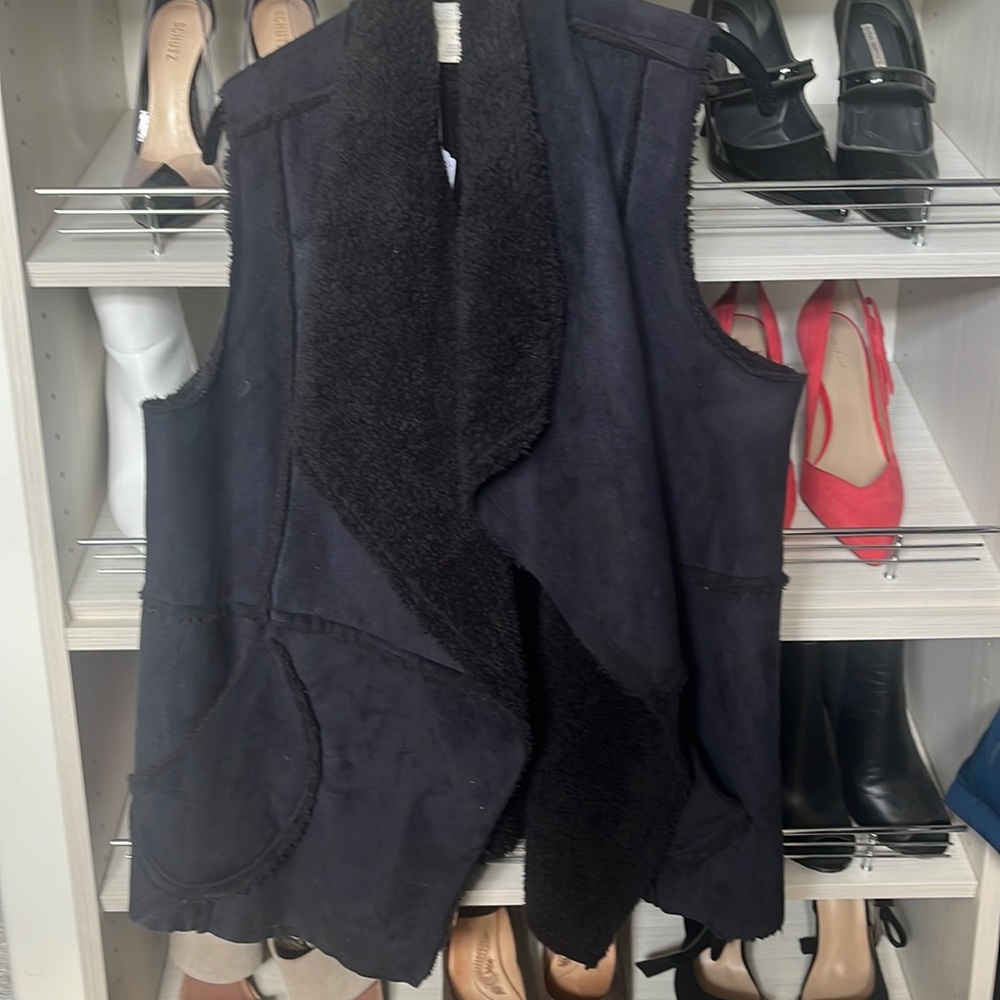 Caslon Faux Suede and shearling black vest